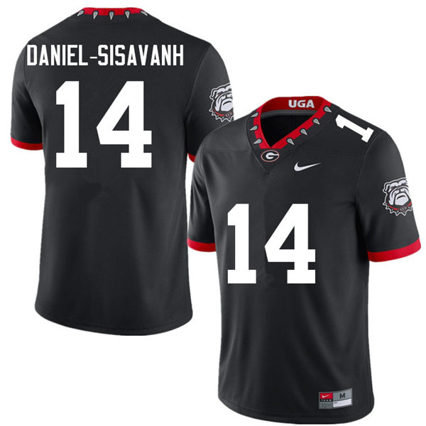 Mens #14 David Daniel-Sisavanh Georgia Bulldogs Stitched Black Alternate Mascot 100th Anniversary College Football Game Jersey 