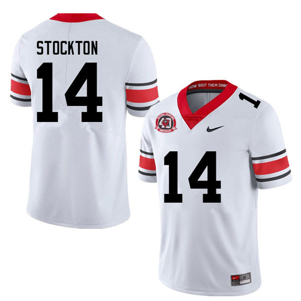 Mens #14 Gunner Stockton Georgia Bulldogs Stitched white alternate 40th anniversary football jersey