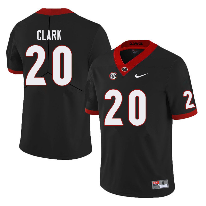 Mens #20 Sevaughn Clark Georgia Bulldogs Stitched Nike Black College Football Game Jersey S-3XL