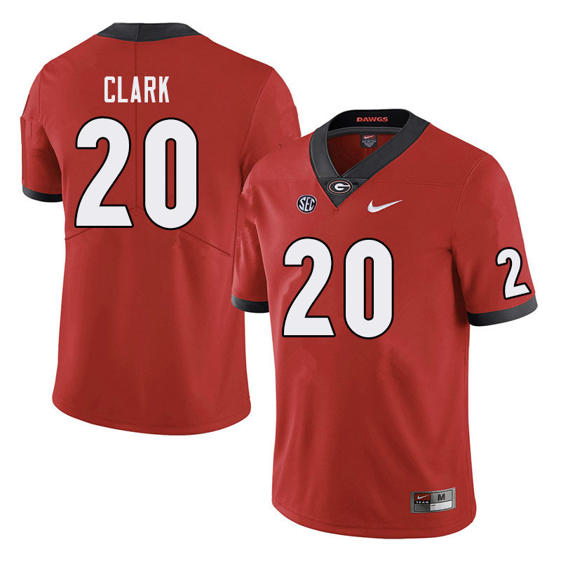 Mens #20 Sevaughn Clark Georgia Bulldogs Stitched Nike Team Color Red College Football Game Jersey S-3XL