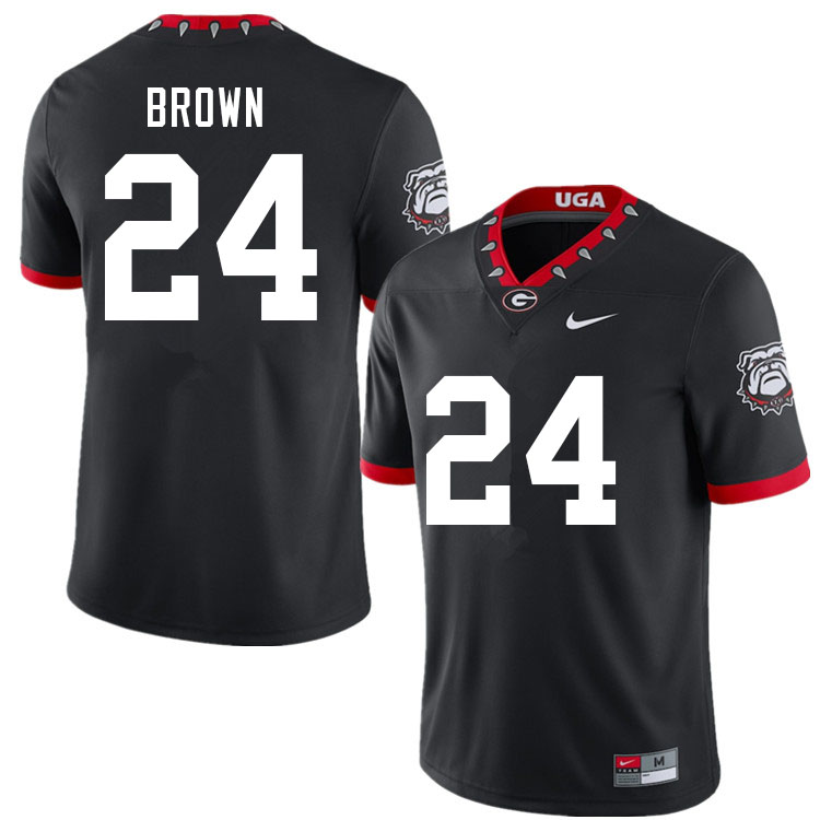 Mens #24 Matthew Brown Georgia Bulldogs Stitched Nike Black Alternate Mascot 100th Anniversary College Football Game Jersey S-3XL