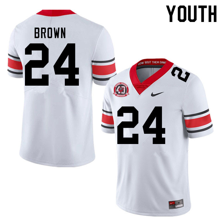 Youths #24 Matthew Brown Georgia Bulldogs Stitched Nike White Alternate 40th anniversary College Football Game Jersey S-2XL