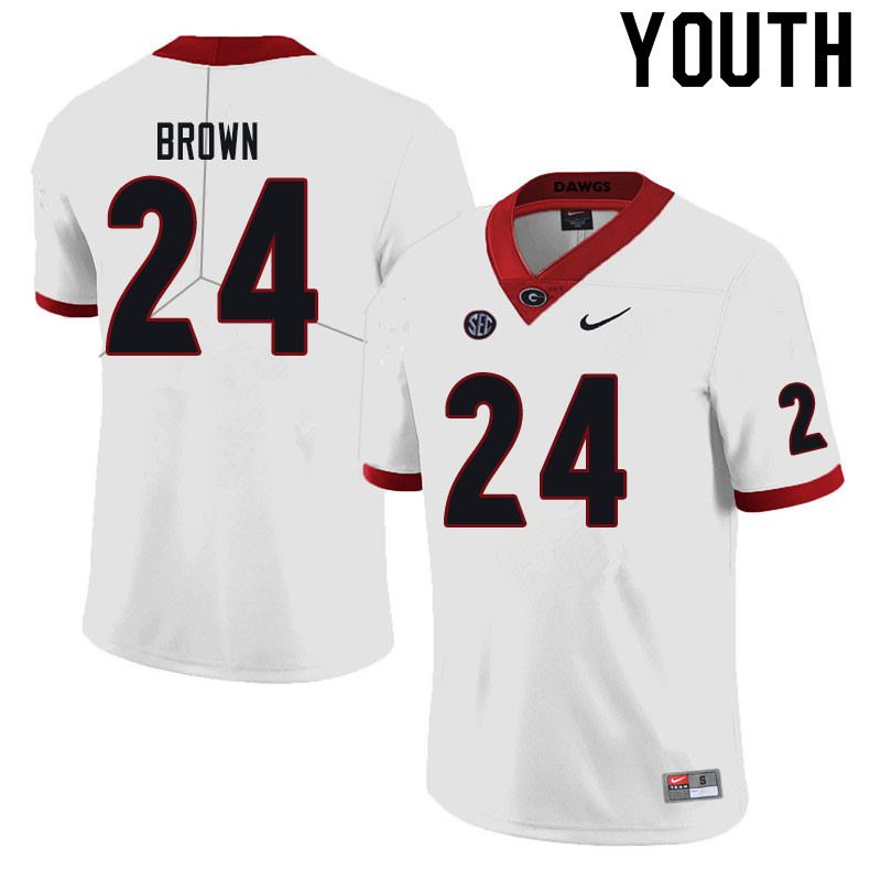 Youths #24 Matthew Brown Georgia Bulldogs Stitched Nike White College Football Game Jersey S-2XL
