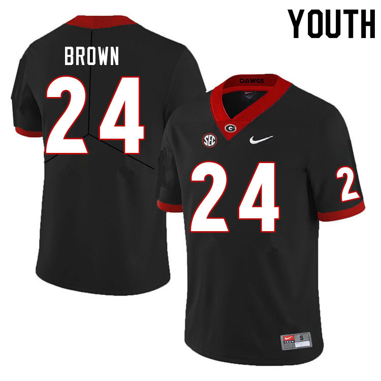 Youths #24 Matthew Brown Georgia Bulldogs Stitched Nike Black College Football Game Jersey S-2XL