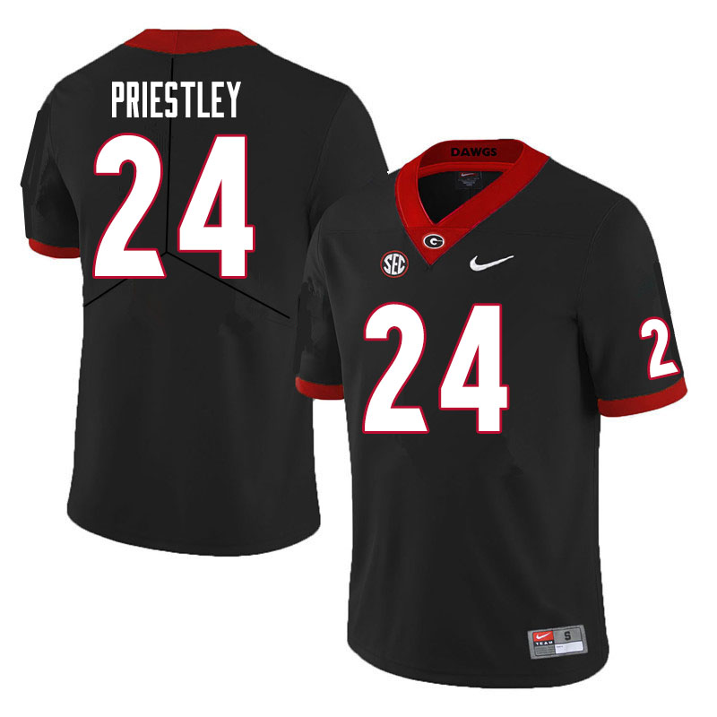 Mens #24 Nathan Priestley Georgia Bulldogs Stitched Nike Black College Football Game Jersey S-3XL