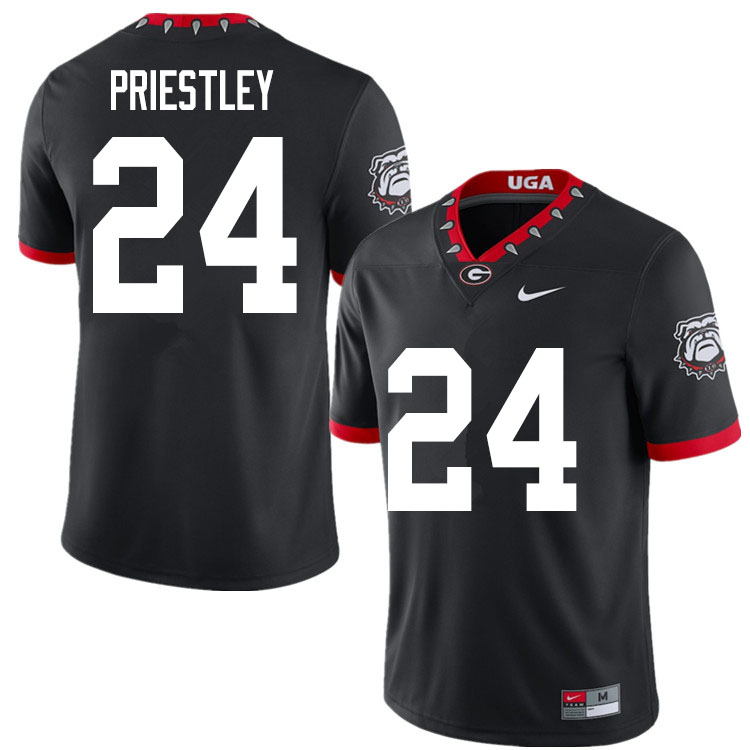 Mens #24 Nathan Priestley Georgia Bulldogs Stitched Nike Black Alternate Mascot 100th Anniversary College Football Game Jersey S-3XL
