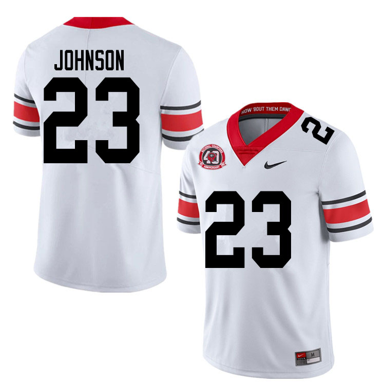 Mens #23 Jaylen Johnson Georgia Bulldogs Stitched Nike White Alternate 40th anniversary College Football Game Jersey S-3XL