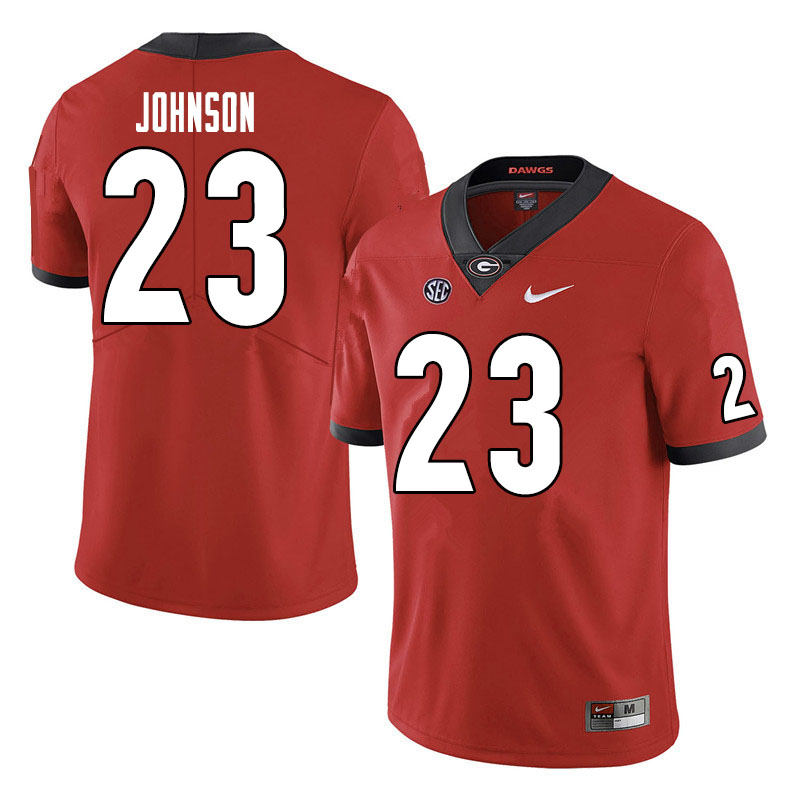 Mens #23 Jaylen Johnson Georgia Bulldogs Stitched Nike Team Color Red College Football Game Jersey S-3XL