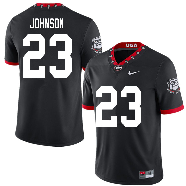 Mens #23 Jaylen Johnson Georgia Bulldogs Stitched Nike Black Alternate Mascot 100th Anniversary College Football Game Jersey S-3XL