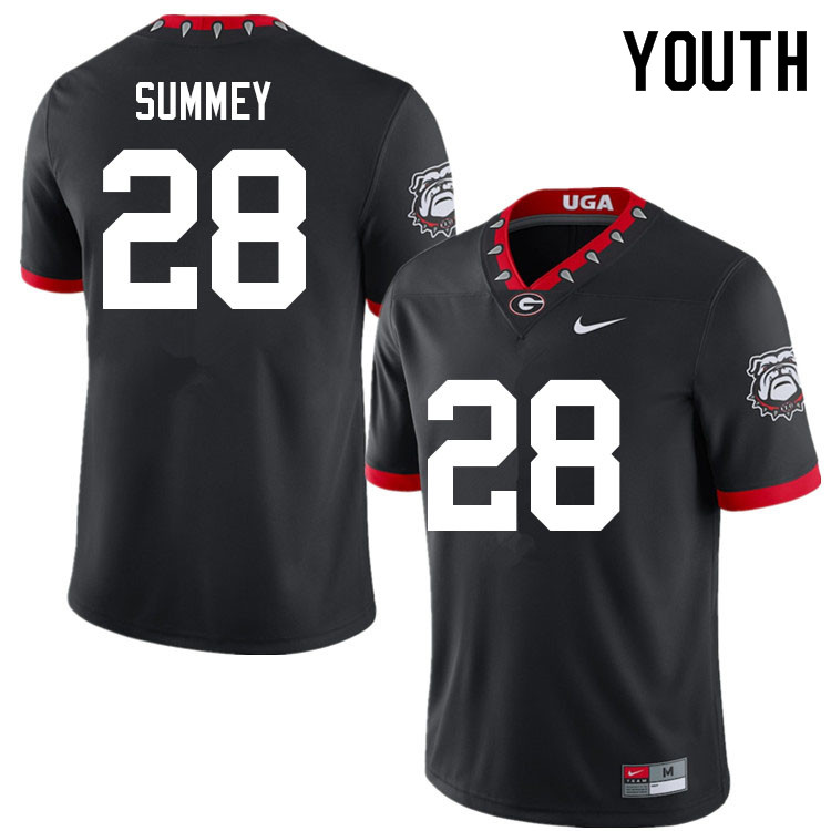 Youths #28 Anthony Summey Georgia Bulldogs Stitched Nike Black Alternate Mascot 100th Anniversary College Football Game Jersey S-2XL