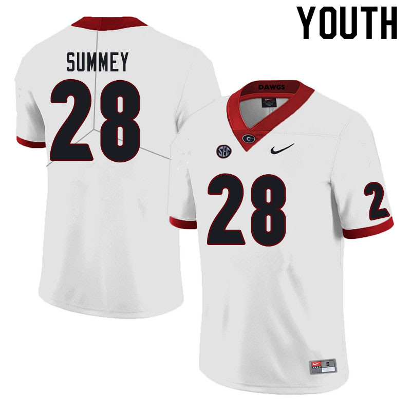 Youths #28 Anthony Summey Georgia Bulldogs Stitched Nike White College Football Game Jersey S-2XL