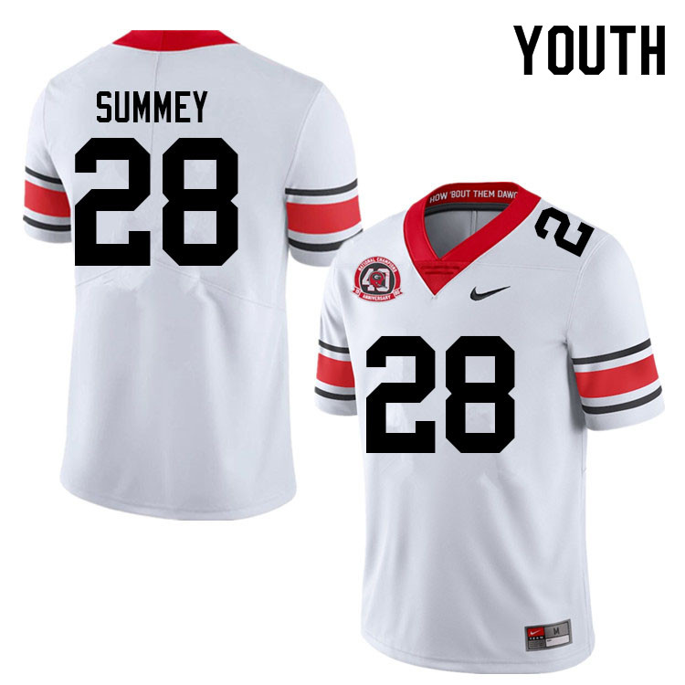 Youths #28 Anthony Summey Georgia Bulldogs Stitched Nike White Alternate 40th anniversary College Football Game Jersey S-2XL