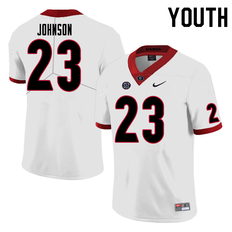 Youths #23 Jaylen Johnson Georgia Bulldogs Stitched Nike White College Football Game Jersey S-2XL