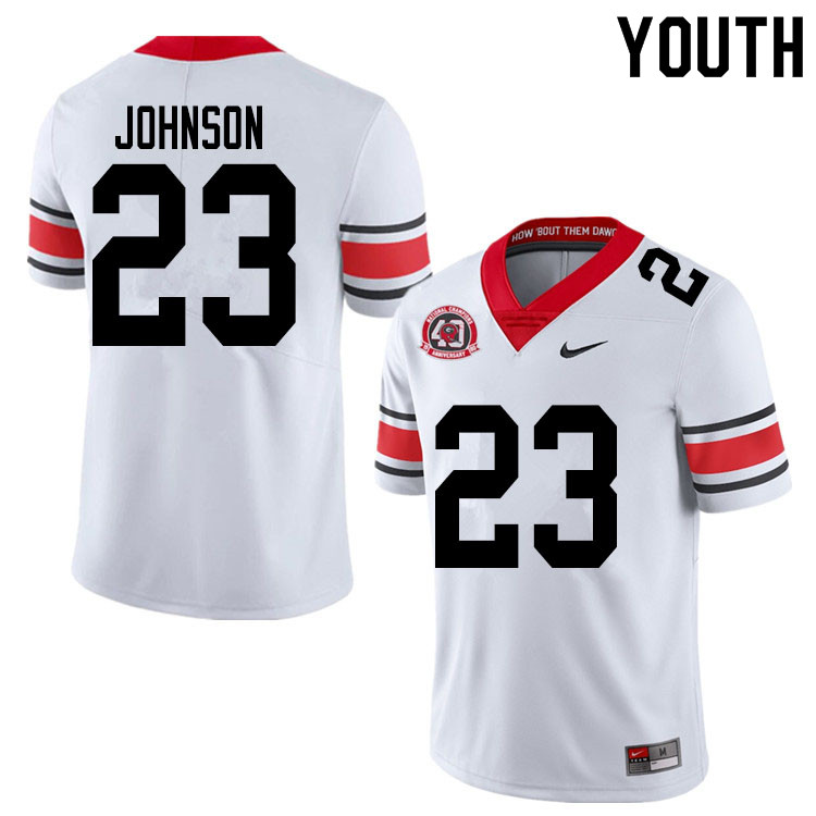 Youths #23 Jaylen Johnson Georgia Bulldogs Stitched Nike White Alternate 40th anniversary College Football Game Jersey S-2XL