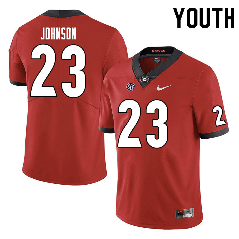 Youths #23 Jaylen Johnson Georgia Bulldogs Stitched Nike Team Color Red College Football Game Jersey S-2XL