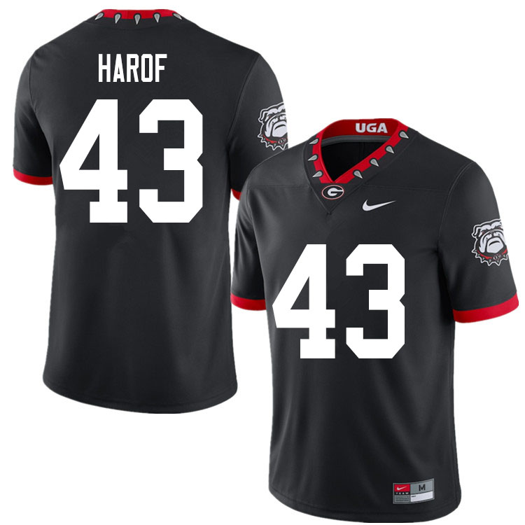Mens #43 Chase Harof Georgia Bulldogs Stitched Nike Black Alternate Mascot 100th Anniversary College Football Game Jersey S-3XL