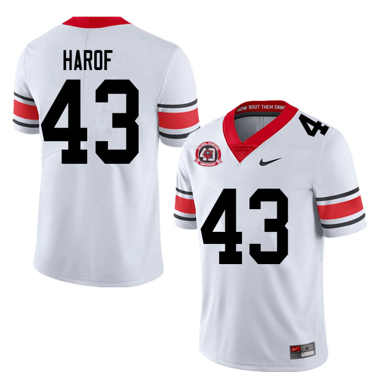 Mens #43 Chase Harof Georgia Bulldogs Stitched Nike White Alternate 40th anniversary College Football Game Jersey S-3XL