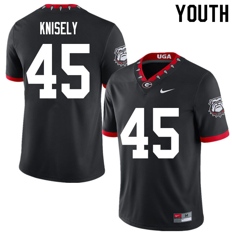 Youths #45 Kurt Knisely Georgia Bulldogs Stitched Nike Black Alternate Mascot 100th Anniversary College Football Game Jersey S-2XL