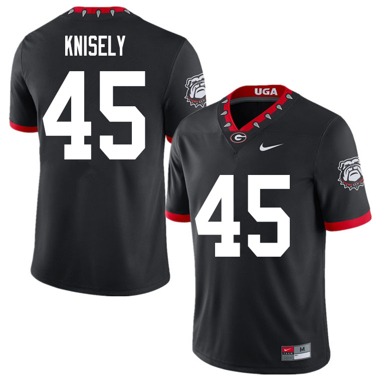 Mens #45 Kurt Knisely Georgia Bulldogs Stitched Nike Black Alternate Mascot 100th Anniversary College Football Game Jersey S-3XL