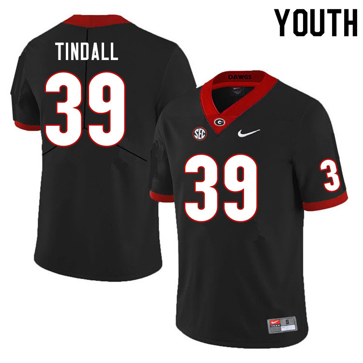 Youths #39 Brady Tindall Georgia Bulldogs Stitched Nike Black College Football Game Jersey S-2XL
