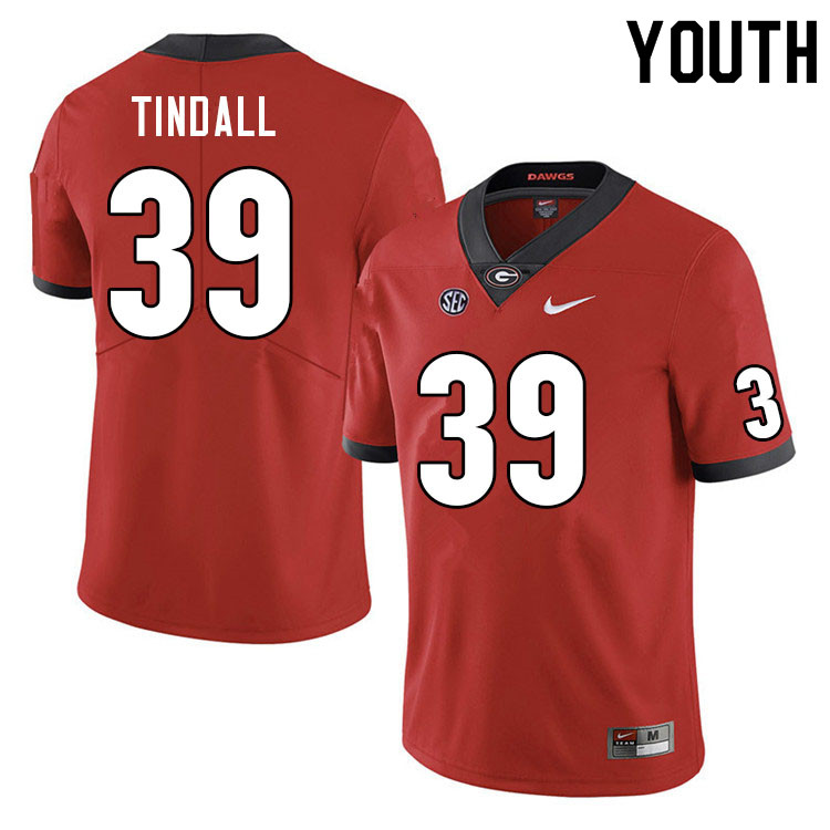 Youths #39 Brady Tindall Georgia Bulldogs Stitched Nike Team Color Red College Football Game Jersey S-2XL
