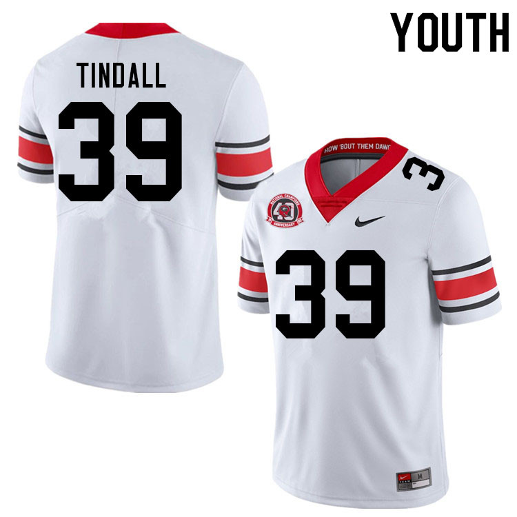 Youths #39 Brady Tindall Georgia Bulldogs Stitched Nike White Alternate 40th anniversary College Football Game Jersey S-2XL