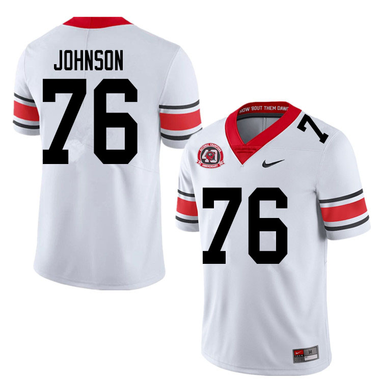 Mens #76 Miles Johnson Georgia Bulldogs Stitched Nike White Alternate 40th anniversary College Football Game Jersey S-3XL