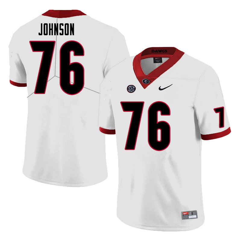 Mens #76 Miles Johnson Georgia Bulldogs Stitched Nike White College Football Game Jersey S-3XL
