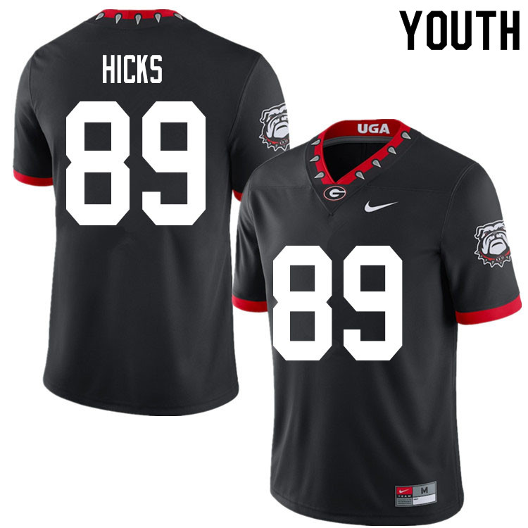 Youths #89 Braxton Hicks Georgia Bulldogs Stitched Nike Black Alternate Mascot 100th Anniversary College Football Game Jersey S-2XL