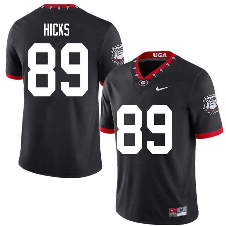 Mens #89 Braxton Hicks Georgia Bulldogs Stitched Nike Black Alternate Mascot 100th Anniversary College Football Game Jersey S-3XL