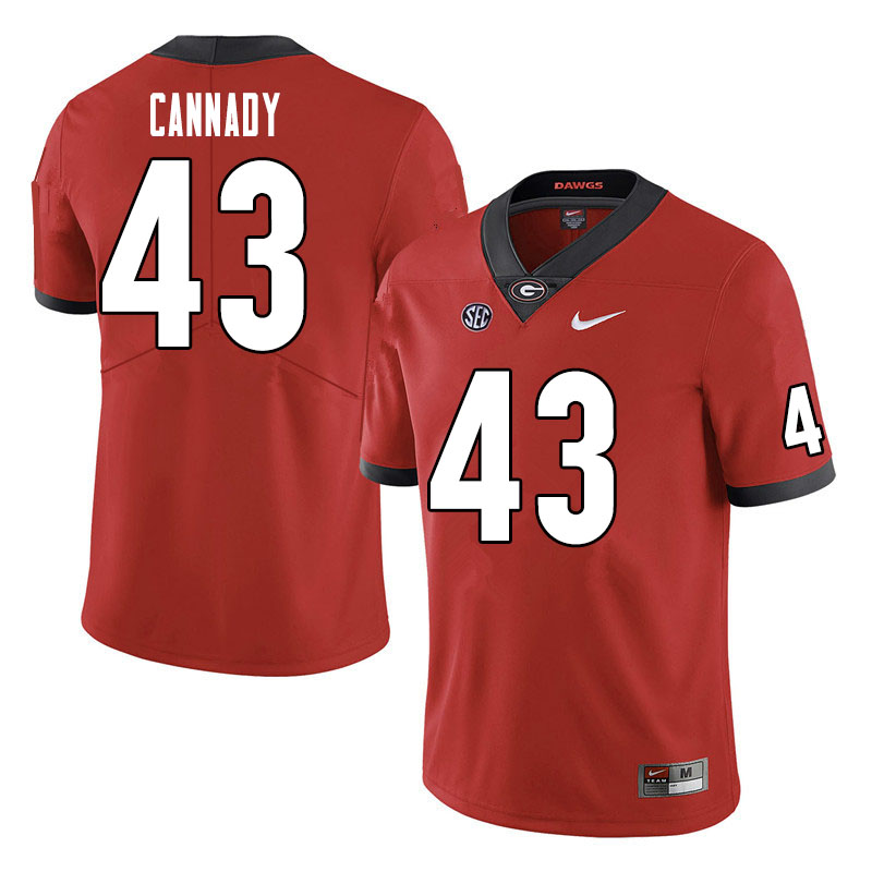 Mens #43 Jehlen Cannady Georgia Bulldogs Stitched Nike Team Color Red College Football Game Jersey S-3XL