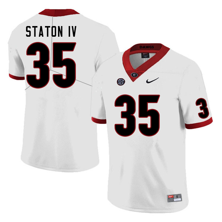 Mens #35 John Staton IV Georgia Bulldogs Stitched Nike White College Football Game Jersey S-3XL