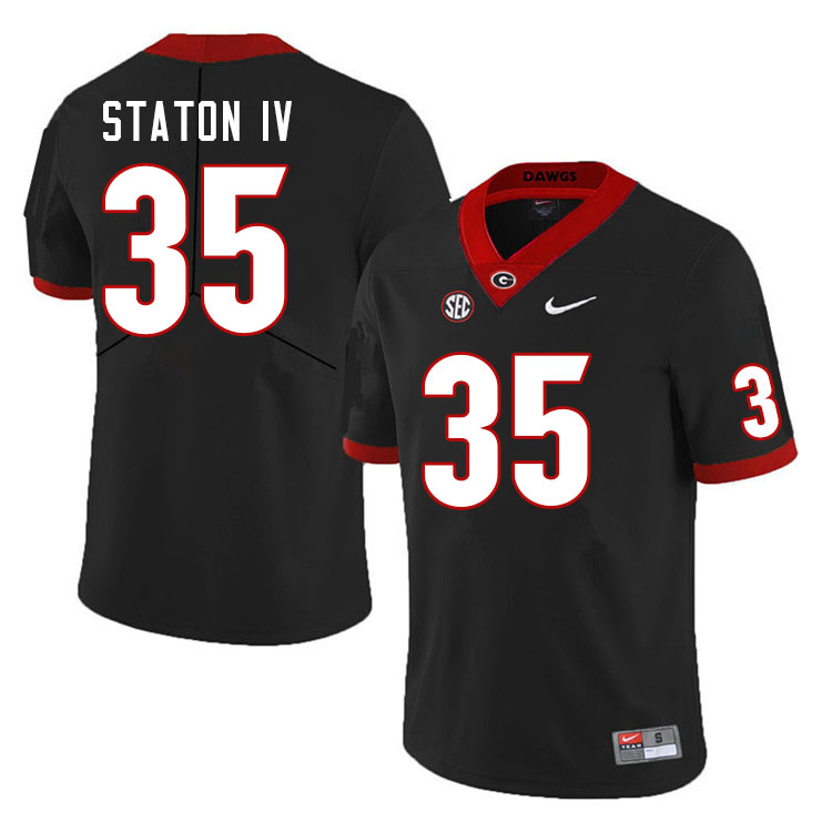 Mens #35 John Staton IV Georgia Bulldogs Stitched Nike Black College Football Game Jersey S-3XL