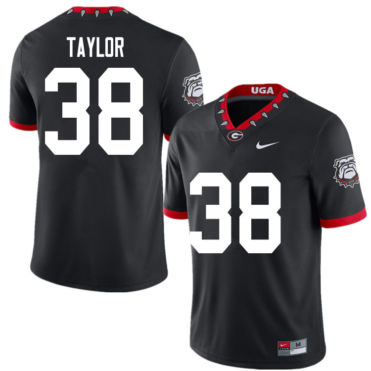 Mens #38 Patrick Taylor Georgia Bulldogs Stitched Nike Black Alternate Mascot 100th Anniversary College Football Game Jersey S-3XL