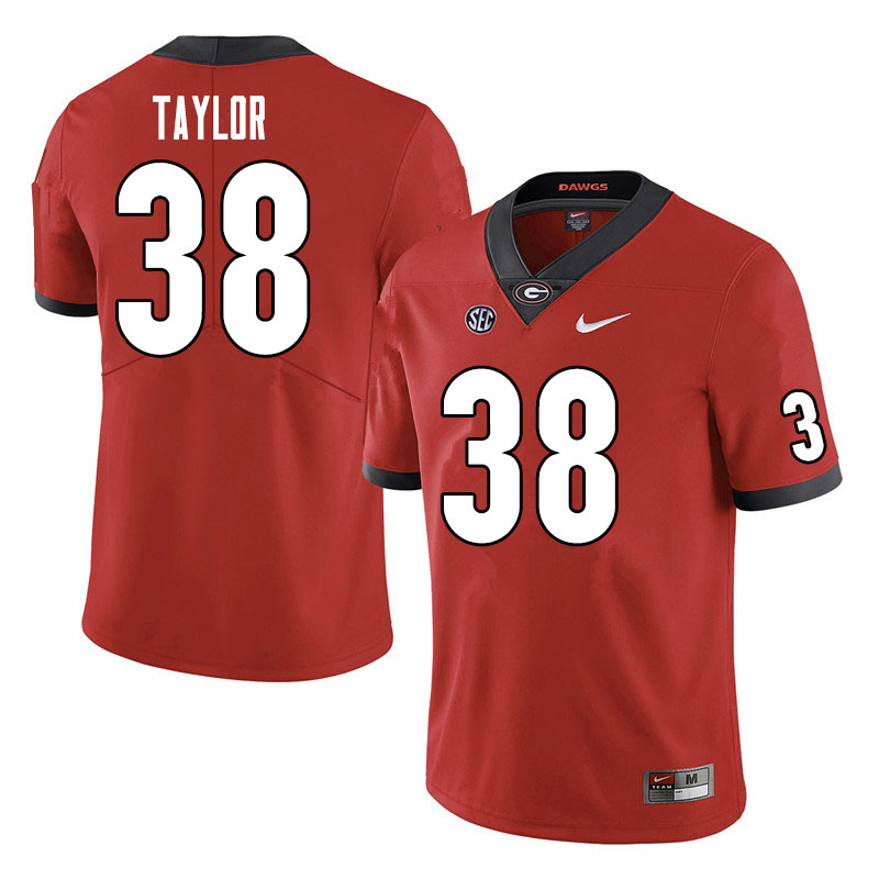 Mens #38 Patrick Taylor Georgia Bulldogs Stitched Nike Team Color Red College Football Game Jersey S-3XL