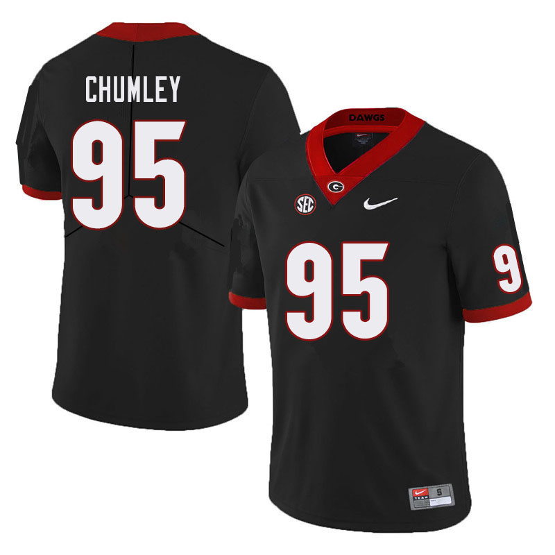 Mens #95 Noah Chumley Georgia Bulldogs Stitched Nike Black College Football Game Jersey S-3XL