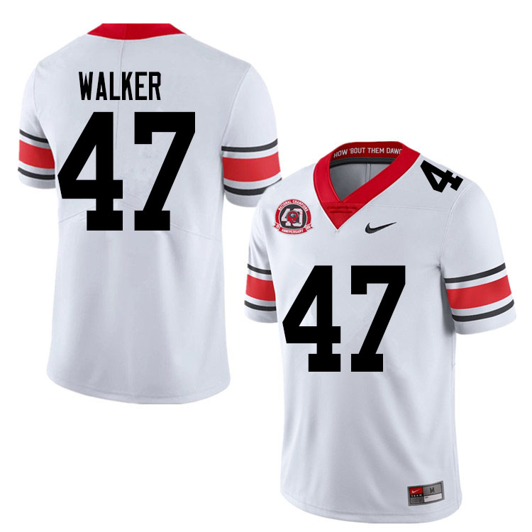 Mens #47 Payne Walker Georgia Bulldogs Stitched Nike White Alternate 40th anniversary College Football Game Jersey S-3XL