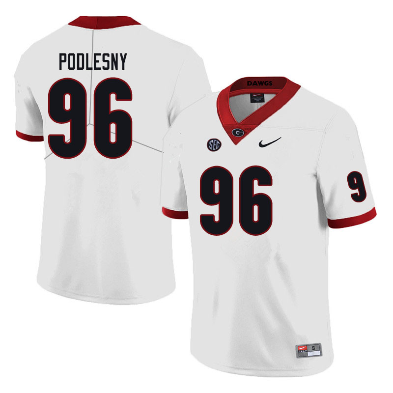 Mens #96 Jack Podlesny Georgia Bulldogs Stitched Nike White College Football Game Jersey S-3XL