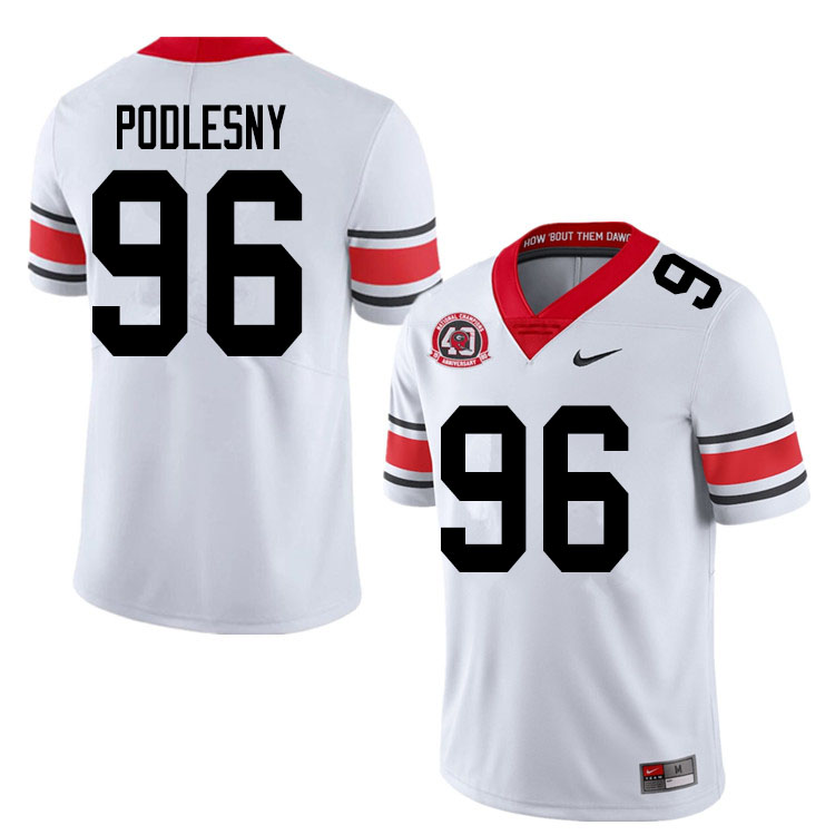 Mens #96 Jack Podlesny Georgia Bulldogs Stitched Nike White Alternate 40th anniversary College Football Game Jersey S-3XL