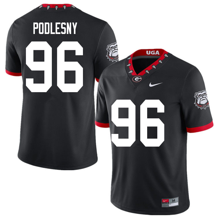 Mens #96 Jack Podlesny Georgia Bulldogs Stitched Nike Black Alternate Mascot 100th Anniversary College Football Game Jersey S-3XL