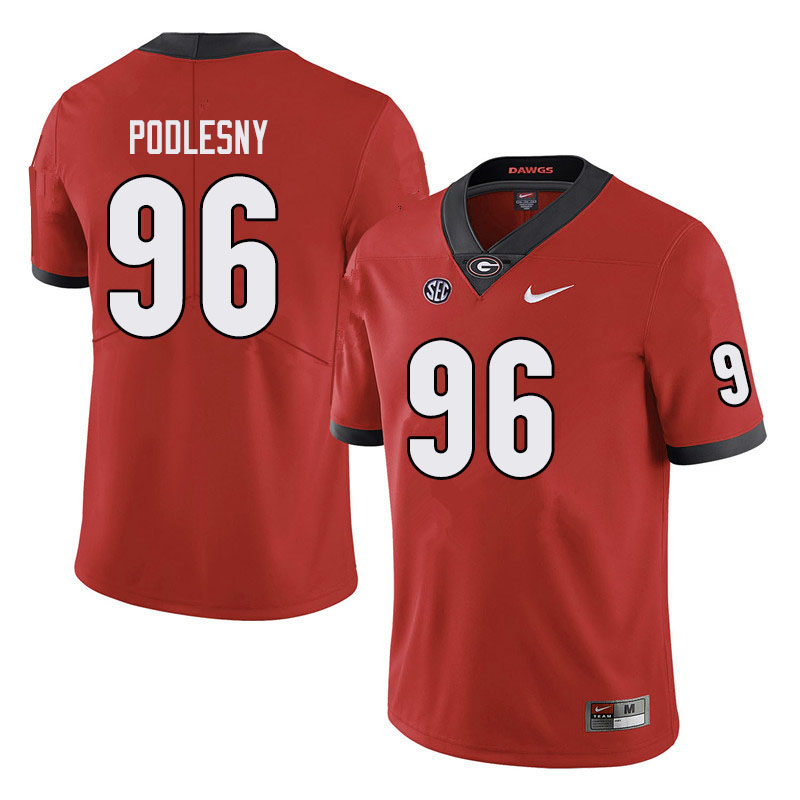 Mens #96 Jack Podlesny Georgia Bulldogs Stitched Nike Team Color Red College Football Game Jersey S-3XL