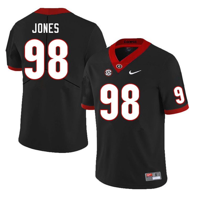 Mens #98 Noah Jones Georgia Bulldogs Stitched Nike Black College Football Game Jersey S-3XL