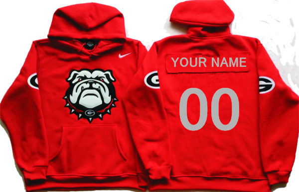 Men's Custom Georgia Bulldogs Stitched College Football Game Pullover Hoodie Nike Crimson S-3XL