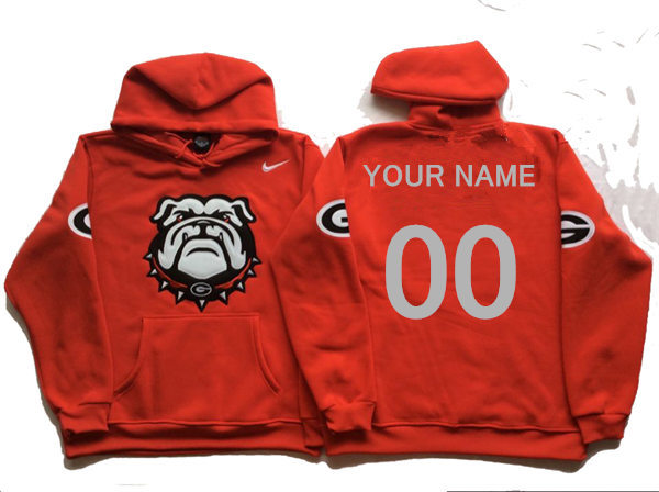 Men's Custom Georgia Bulldogs Stitched College Football Game Pullover Hoodie Nike Red S-3XL