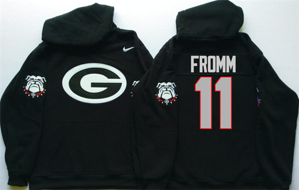 Men's #11 Jake Fromm Georgia Bulldogs Stitched College Football Game Pullover Hoodie Nike Black S-3XL