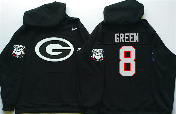 Men's #8 A.J. Green Georgia Bulldogs Stitched College Football Game Pullover Hoodie Nike Black S-3XL