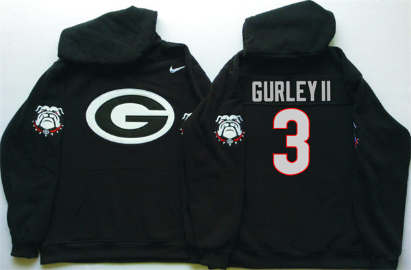 Men's #3 Todd Gurley II Georgia Bulldogs Stitched College Football Game Pullover Hoodie Nike Black S-3XL
