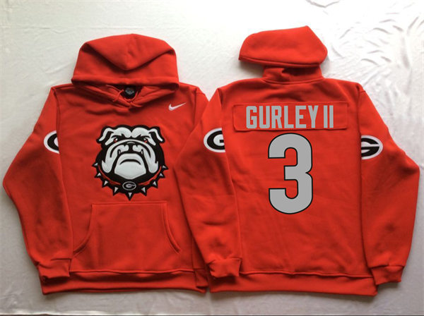 Men's #3 Todd Gurley II Georgia Bulldogs Stitched College Football Game Pullover Hoodie Nike Red S-3XL