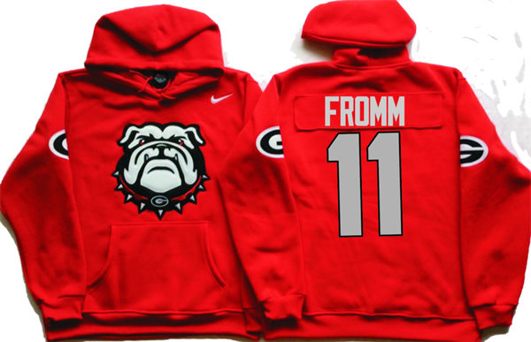 Men's #11 Jake Fromm Georgia Bulldogs Stitched College Football Game Pullover Hoodie Nike Crimson S-3XL