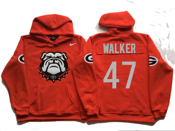 Men's #47 Payne Walker Georgia Bulldogs Stitched College Football Game Pullover Hoodie Nike Red S-3XL